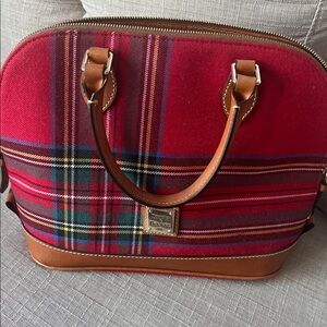 Dooney & Bourke Red and Brown Plaid Satchel